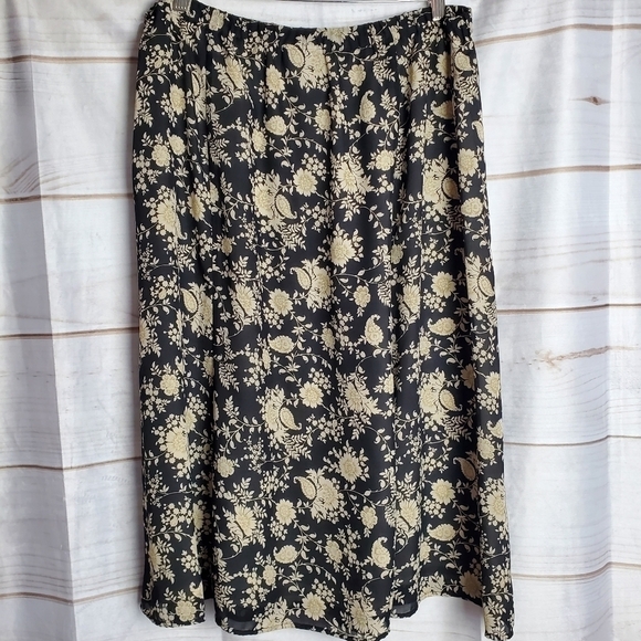 Vintage 90s Koos Of Course Black Floral Midi A-Line Fully Lined Skirt Size 1X - Picture 5 of 8